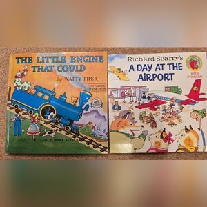 Lot of 2 Kids Paperback Books Train And Airplane. Little Engine, Day At Airport